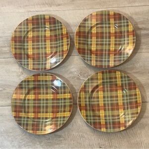 Pier 1 Imports Harvest Plaid Set of 4 Salad Plates